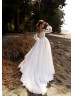 White Lace Tulle Pearls Embellished Stunning Wedding Dress